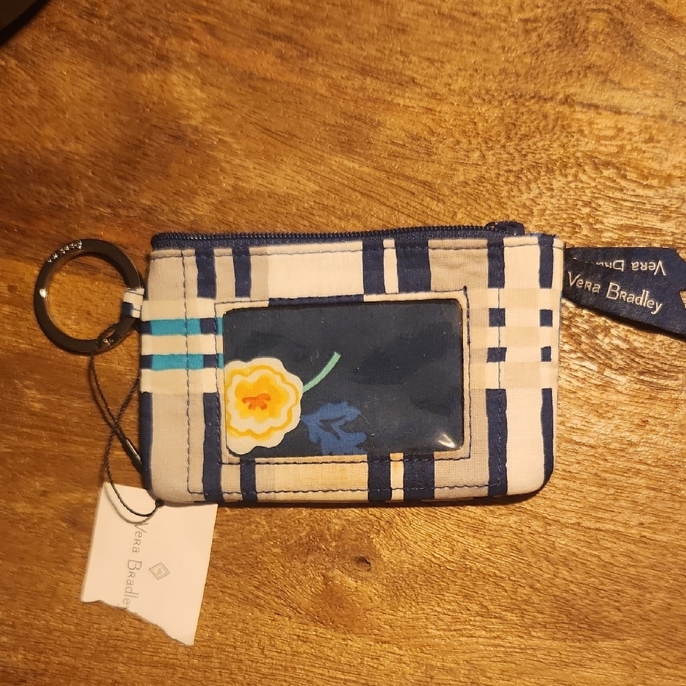 Vera Bradley Blue and Cream Clutch Wristlet